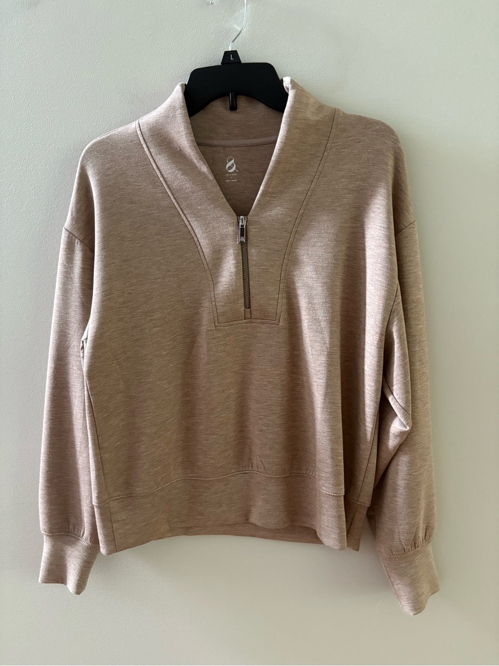 Lou & Grey Half-Zip Scubasoft Sweatshirt in Taupe